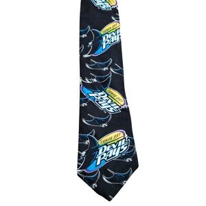 Vintage 1995 Tampa Bay Devil Rays MLB Silk Tie RM Sport Black Manta Ray Logo USA